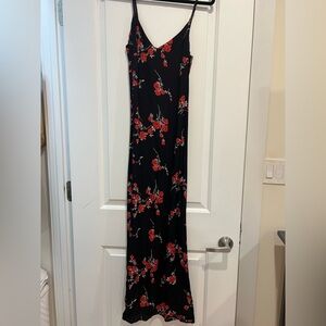 Reformation Black Red Floral Maxi Dress